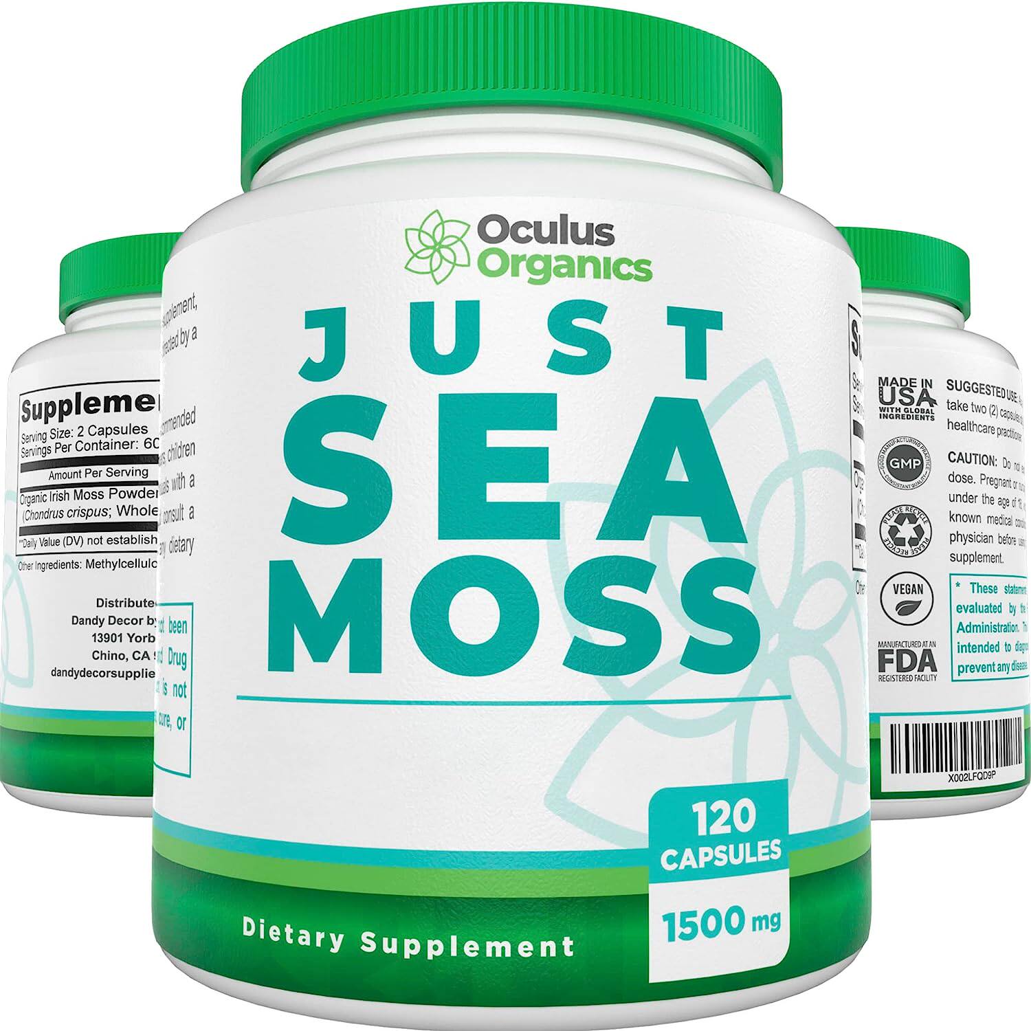 oculus organics sea moss plus  (120 capsules/1500mg serving)