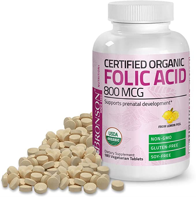 美国代购Bronson Organic Folic Acid (Vitamin B9 Folate)