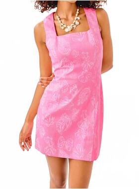 代购Lilly Pulitzer女士连衣裙显瘦修身雪纺无袖夏季度假短裙