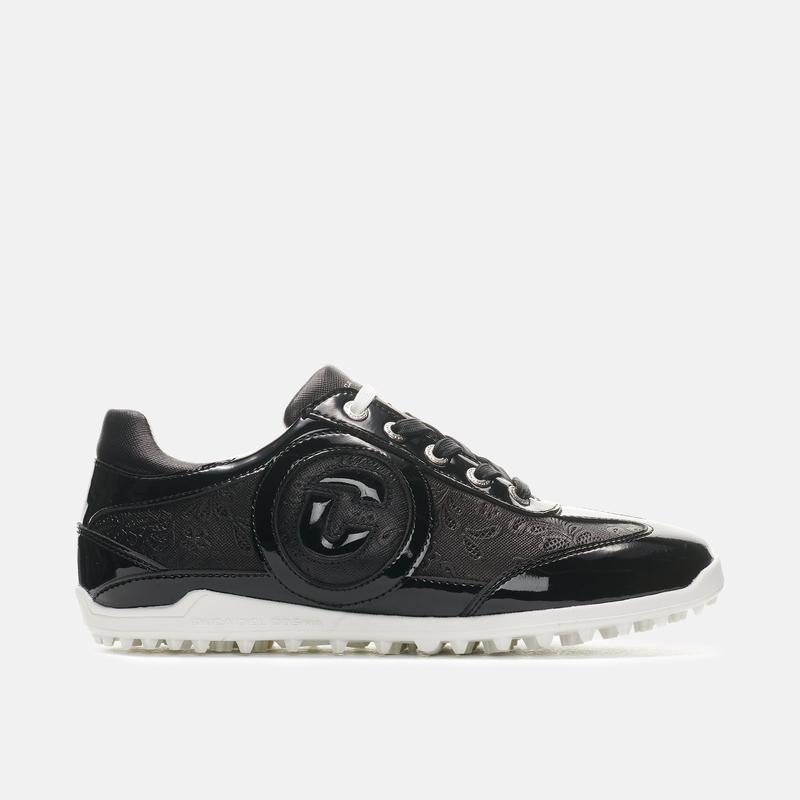 Duca del Cosma高尔夫鞋女舒适透气防滑耐磨黑色花卉图案防水