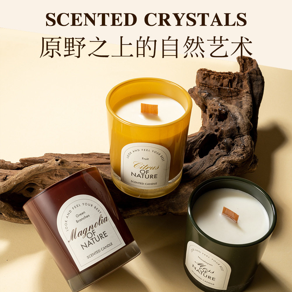 厚底玻璃杯大豆蜡无烟香薰蜡烛