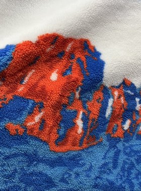 39包邮 需要里子 仿羊羔绒 乐 橙色雪山 60cm一段 宽度150cm