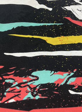 39包邮。汗布稍厚pi 黑底彩色 1.5米 宽幅155cm