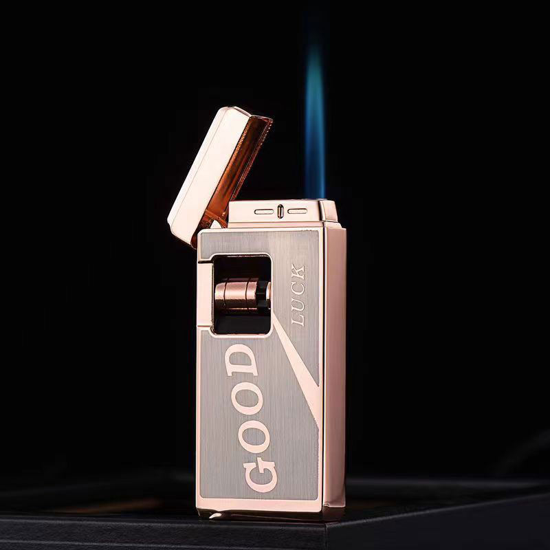 金属电池电子感应滚轮点火充气红火焰打火机防风高端创意潮流礼品