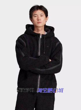 阿迪达斯三叶草男子秋季新款抓绒宽松保暖连帽运动夹克外套II5807