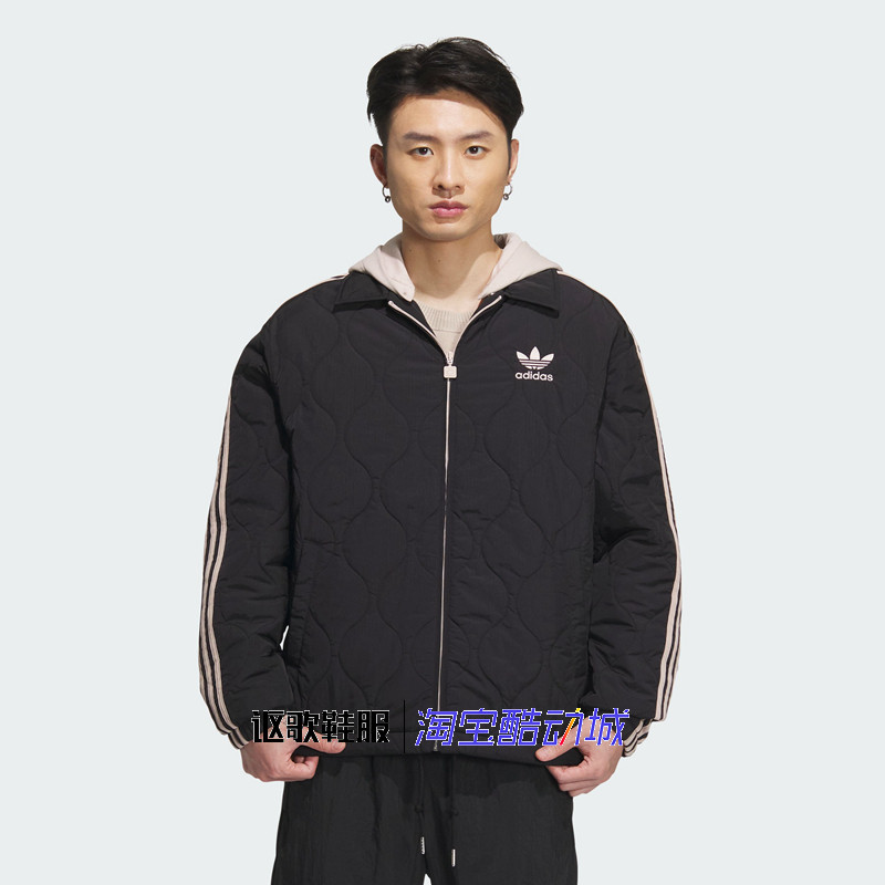 阿迪达斯三叶草连帽运动休闲棉衣