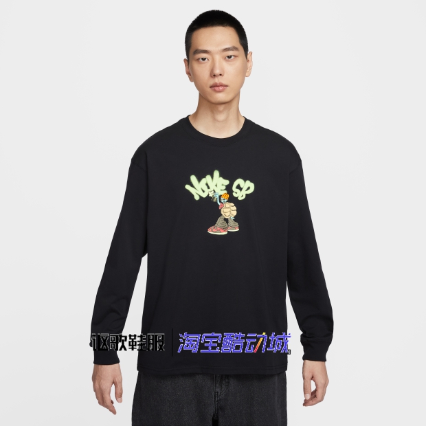 耐克SB男子滑板卡通印花长袖T恤