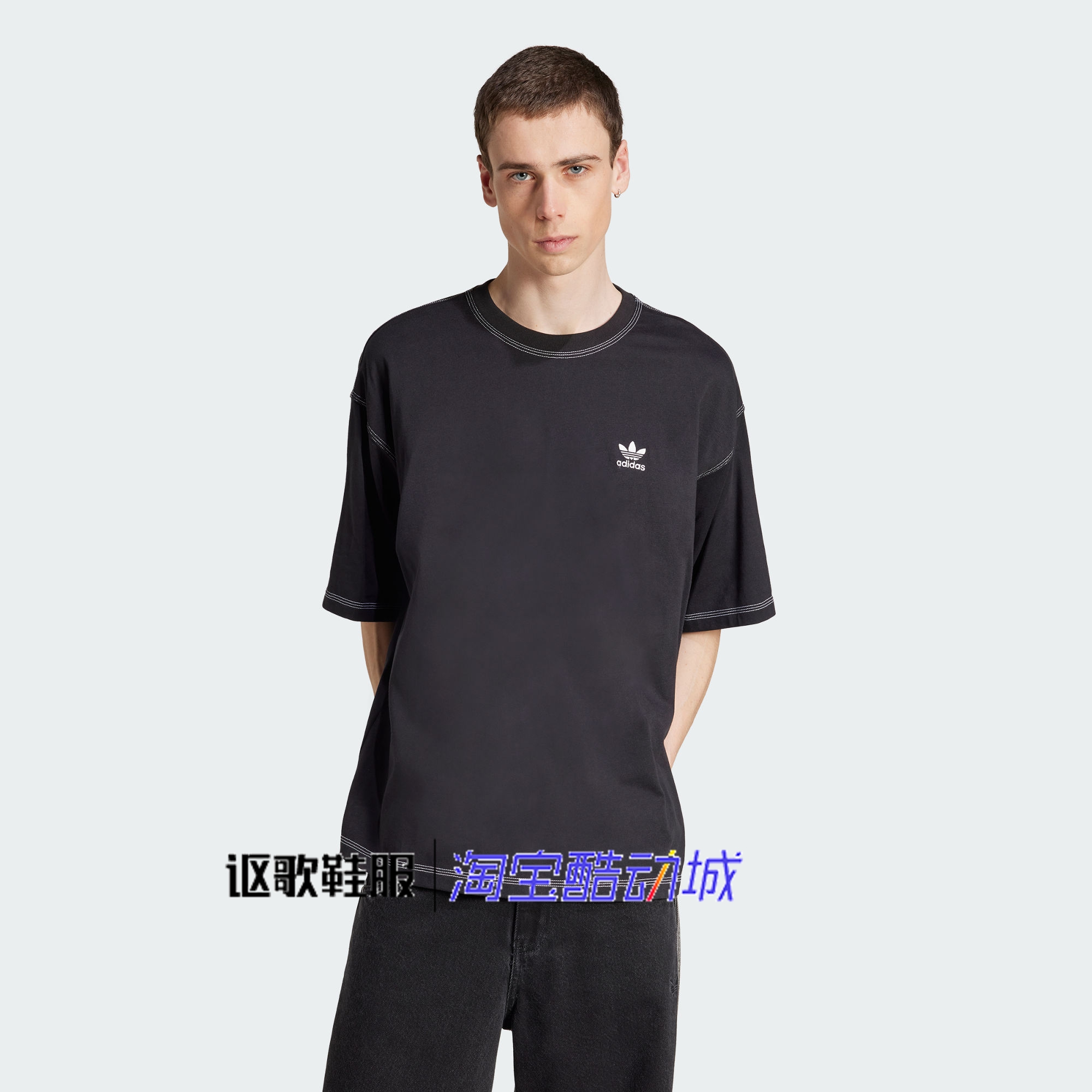阿迪达斯三叶草男子夏季圆领T恤