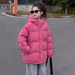女童中长款 新款 加厚连帽白鸭绒外套洋气 2025年冬季 儿童羽绒服韩版