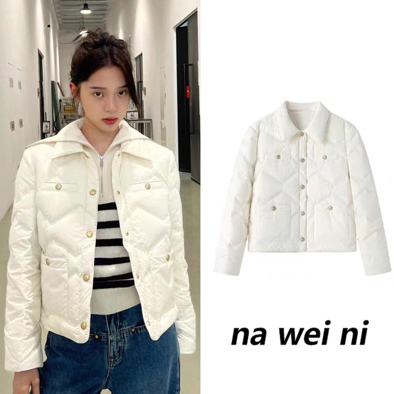 欧阳娜娜同款轻薄白色小香风羽绒服外套女秋冬2024新款宽松短款潮