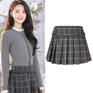 骄阳似我聂曦光赵今麦同款格子百褶半身裙女2026新款高腰a字短裙