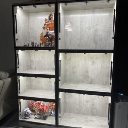 实木上翻门家用手办海贼王火影模型乐高玻璃柜GK玩具展示柜定制