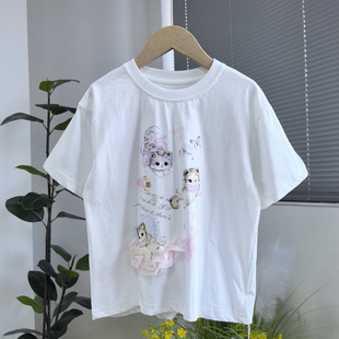 卡通 女童短袖 T恤夏季 小女孩夏装 洋气休闲上衣圆领中大童2025新款