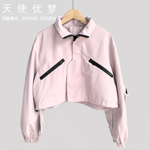 幻听 130/160/170 女童短款外套春季女孩洋气夹克青少年拉链衫潮