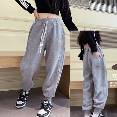 150-170 阳光爱橦 女童休闲长裤春季男童针织束脚运动裤子2912-1