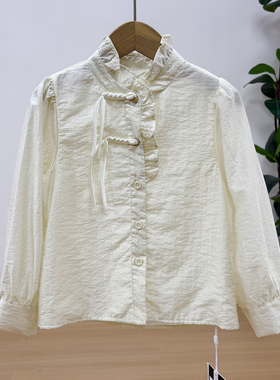 110-160 早安* 女童长袖衬衫春季小女孩新中式衬衣中大童休闲上衣