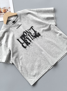 120-170 IX* 男女童短袖T恤夏季儿童圆领宽松休闲上衣青少年百搭