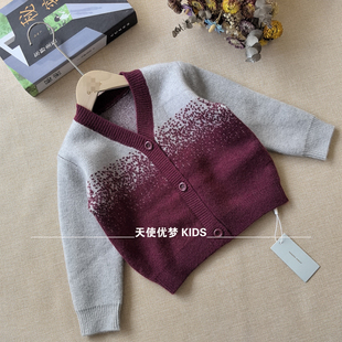 【小中童】100-130 女童毛衣开衫外套秋冬装女孩休闲上衣渐变色潮