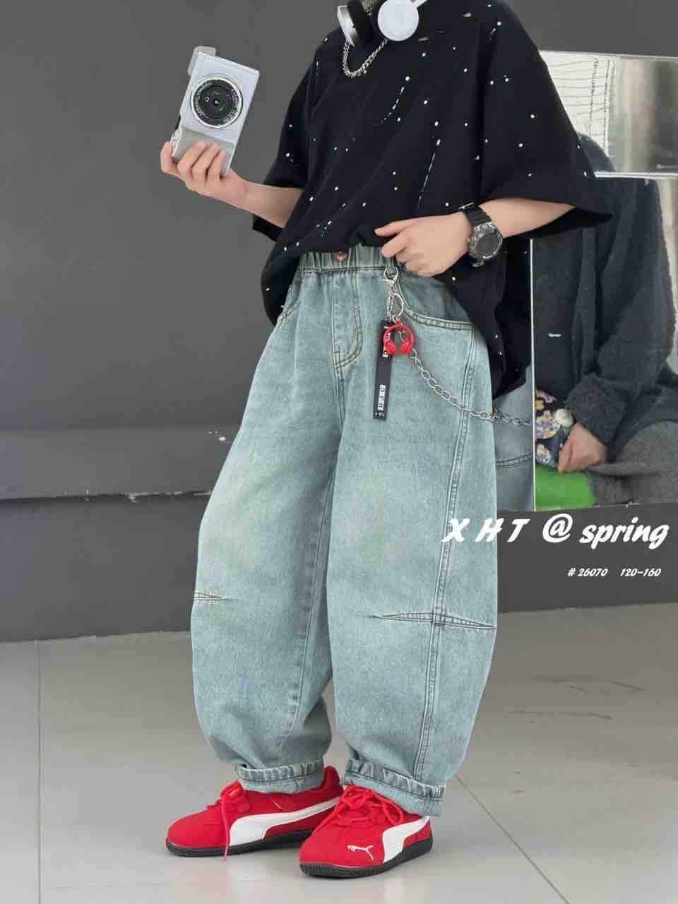 男女童春夏季牛仔裤薄款防蚊裤儿童洋气九分休闲裤宽松中小童长裤