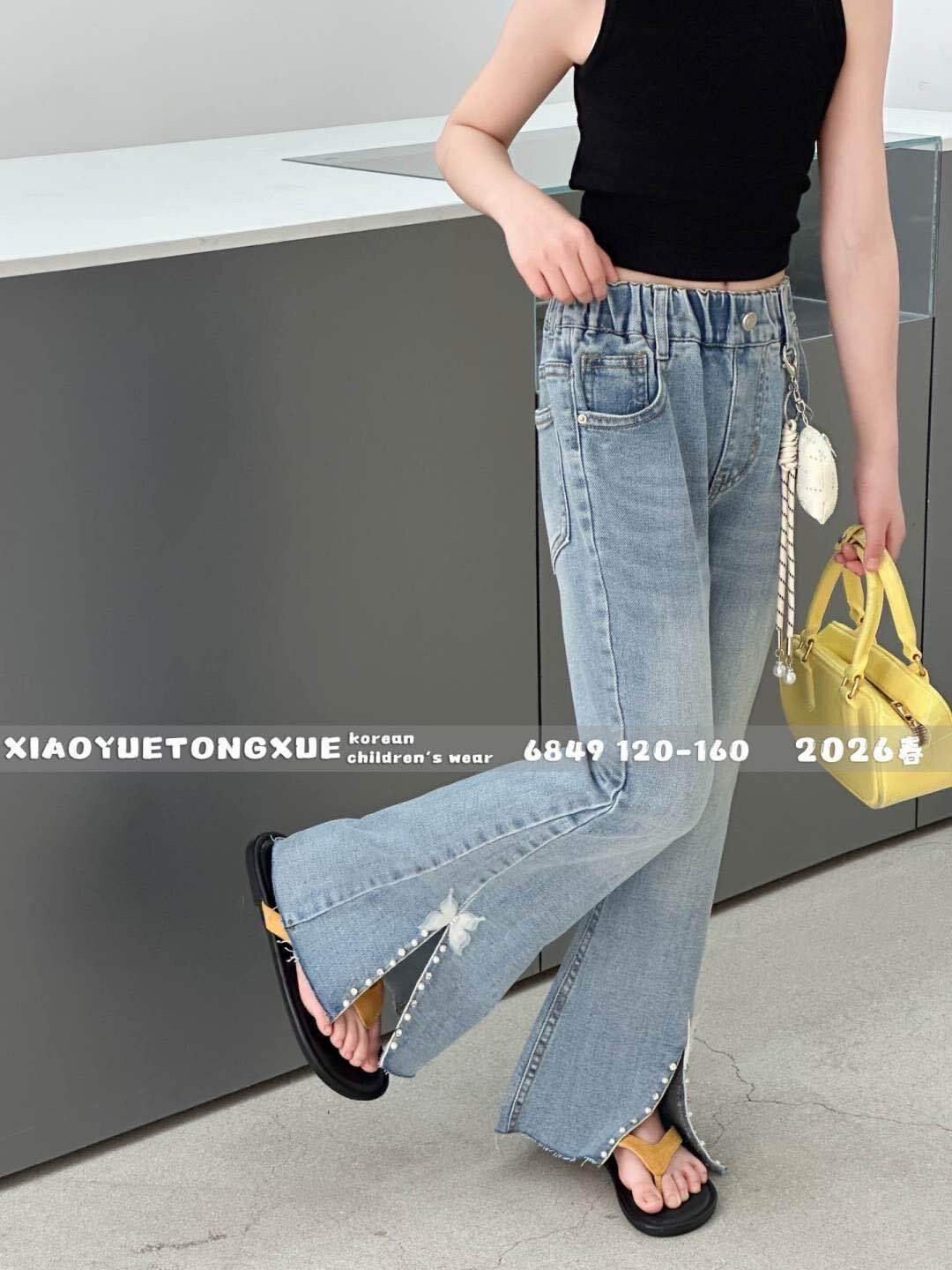 2026时尚新款女童喇叭裤春夏季薄款大童修身弹力牛仔裤