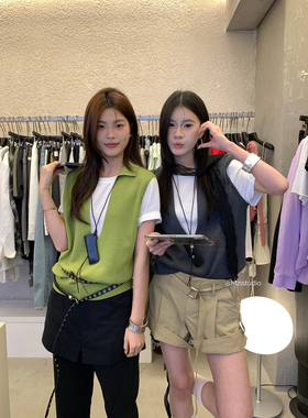 MZI STUDIO十三行夏短袖T恤中性松弛休闲套头假两件上衣女A80012