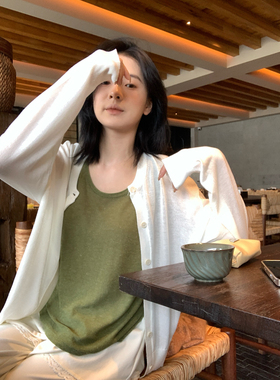 Hers2026早春简约日常休闲慵懒舒适麻感显瘦叠穿吊带背心女08112