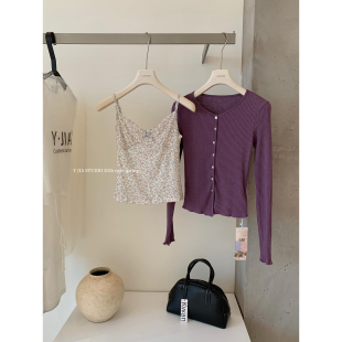 女1171 套装 Y.JIA伊嘉十三行春夏小碎花温柔吊带背心 百搭针织开衫