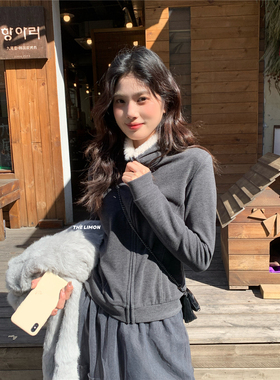 THE LIMON柠檬绿茶冬季复古显瘦立领加绒精致小蛮腰短外套女9399