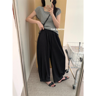 THE LIMON十三行夏季新款韩版宽松透气松弛感灯笼收脚裤休闲裤女