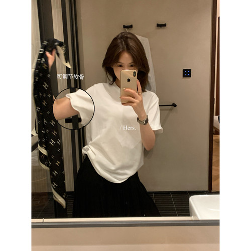 Hers十三行夏季宽松日常休闲小清新减龄纯色短袖T恤上衣女潮80631