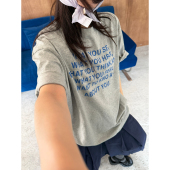 T恤休闲上衣女86258 字母图案设计感宽松女短袖 SANBARA 十三行夏季