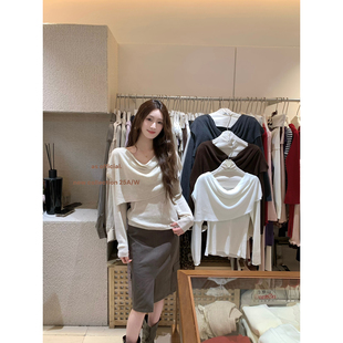 AS OFFICIAL十三行法式绝美荡领小披肩针织衫套装女秋配披肩13731