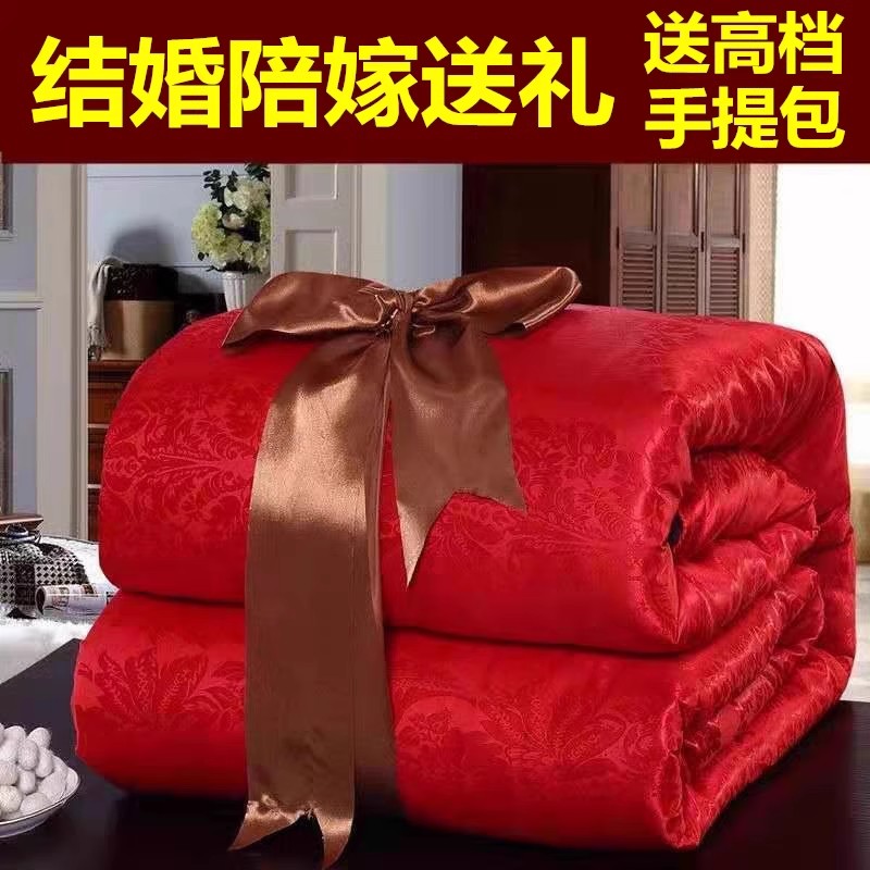 手工丝棉被芯结婚庆大红色喜被子母被夏凉被春秋被冬被