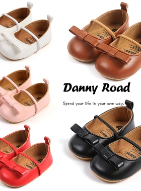 秋季新款宝宝鞋小皮鞋公主鞋纯色黑色红色白色防滑软底耐磨0-1岁