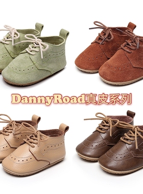 宝宝鞋春秋真皮学步鞋防滑全胶底耐磨牛皮复古英伦风小皮鞋周岁