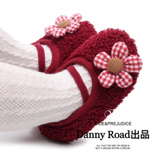 2025冬天婴儿鞋宝宝鞋毛毛鞋软底防滑女宝泰迪毛圈布鞋学步鞋可爱