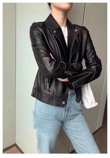 高端2026春季新款爆款真皮绵羊皮夹克机车皮衣外套女