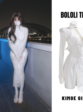 BOLOLI日本御姐马油打底衣漆皮高开叉蕾丝旗袍套装COS摄影会穿搭