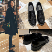 英伦风小皮鞋 黑色复古平底豆豆单鞋 女软皮2025春秋新款 休闲乐福鞋