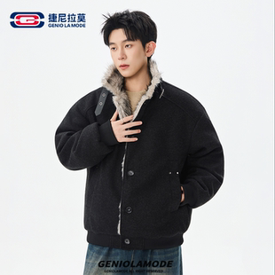 【捷尼拉莫】美式休闲90绒大毛领羽绒服男潮流加厚短款保暖外套