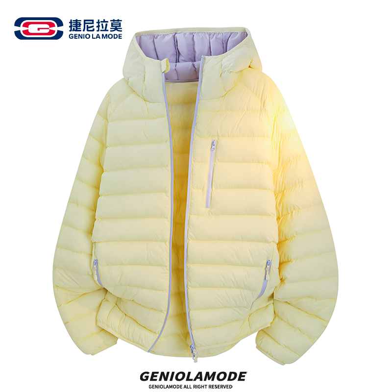 【捷尼拉莫】撞色连帽排骨棉服男女款秋季轻薄保暖休闲面包服外套