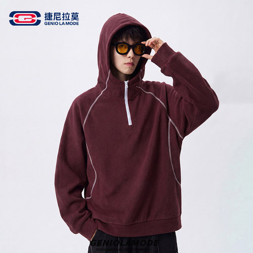 捷尼拉莫半拉链连帽卫衣男款秋季