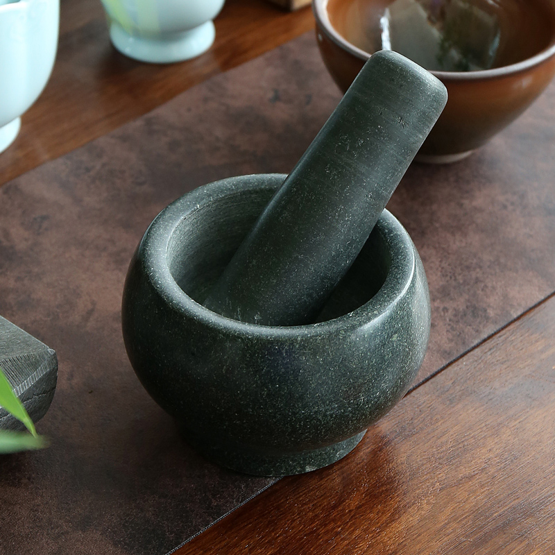 仿宋代点茶青石石臼捣茶器捣茶罐茶饼研磨器茶艺师茶道香道用品