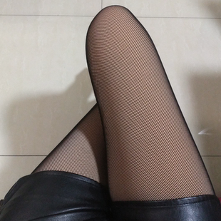 春秋冬季 袜加绒加厚踩脚防勾丝 假透肉渔网高腰收腹镂空网纱打底裤