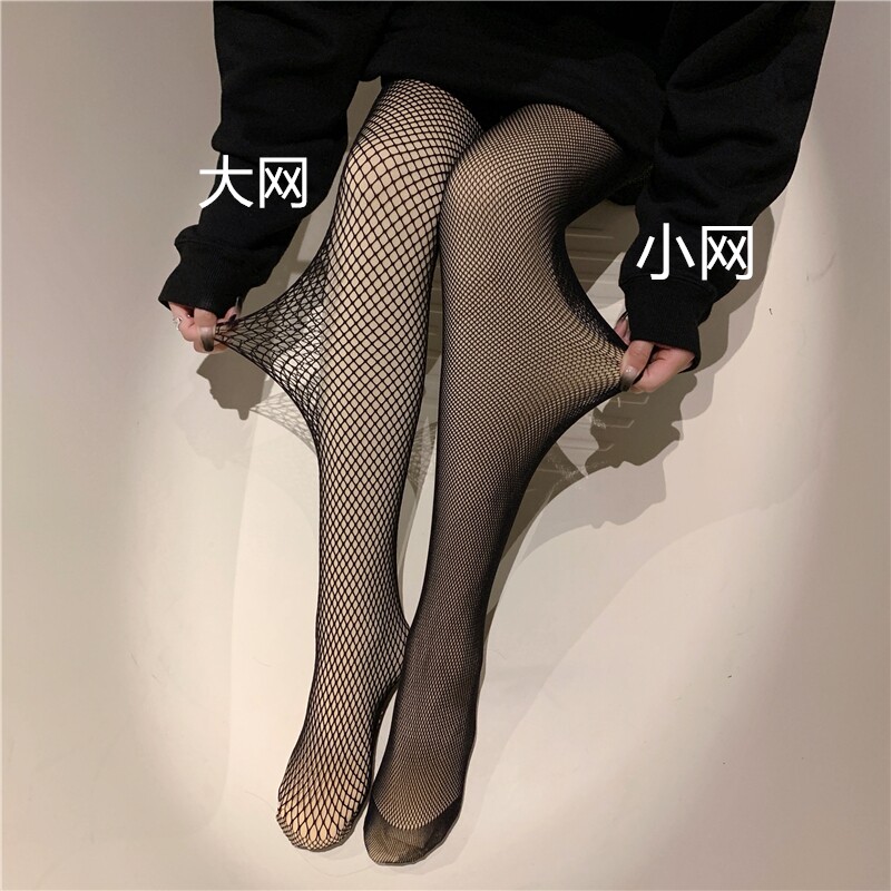 镂空大网眼假透肉加绒连裤袜无缝
