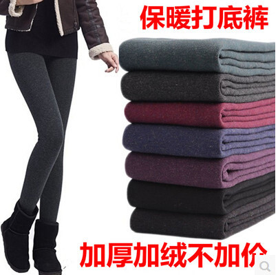 秋冬季款七彩色珍珠绒保暖裤加绒加厚打底裤女踩脚棉毛裤外穿大码