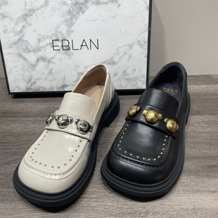 女单鞋 正品 牛皮英伦风低跟乐福鞋 春季 EBLAN伊伴断码 撤柜真皮女鞋
