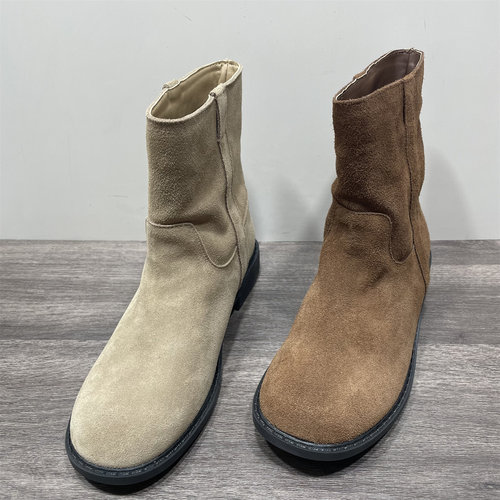 断码处理真皮低跟短靴女