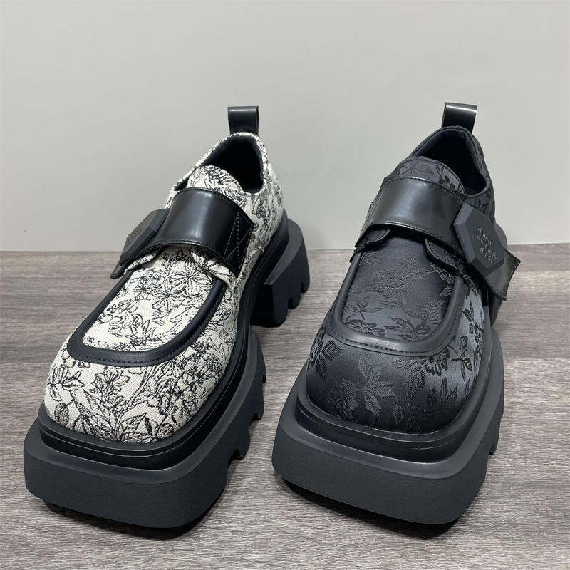 国潮新中式印花刺绣乐福鞋女