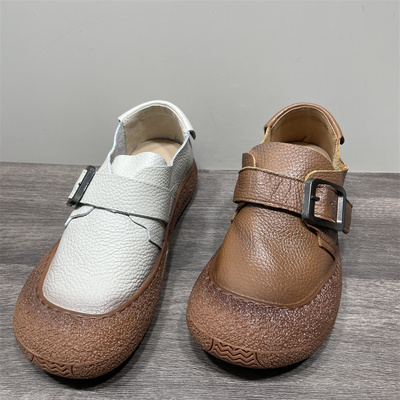 断码处理牛皮复古勃肯鞋女